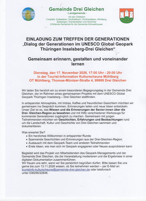 "Dialog der Generationen im UNESCO-Global Geopark Thüringen Inselsberg-Drei Gleichen"