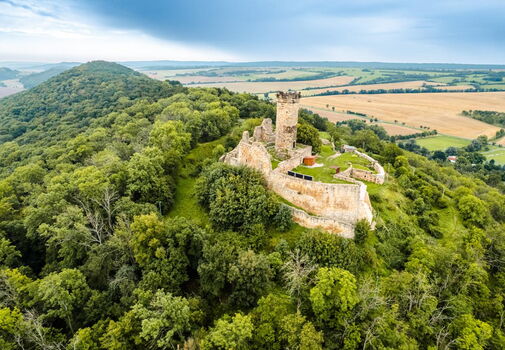 Die Mühlburg aus der Vogelperspektive